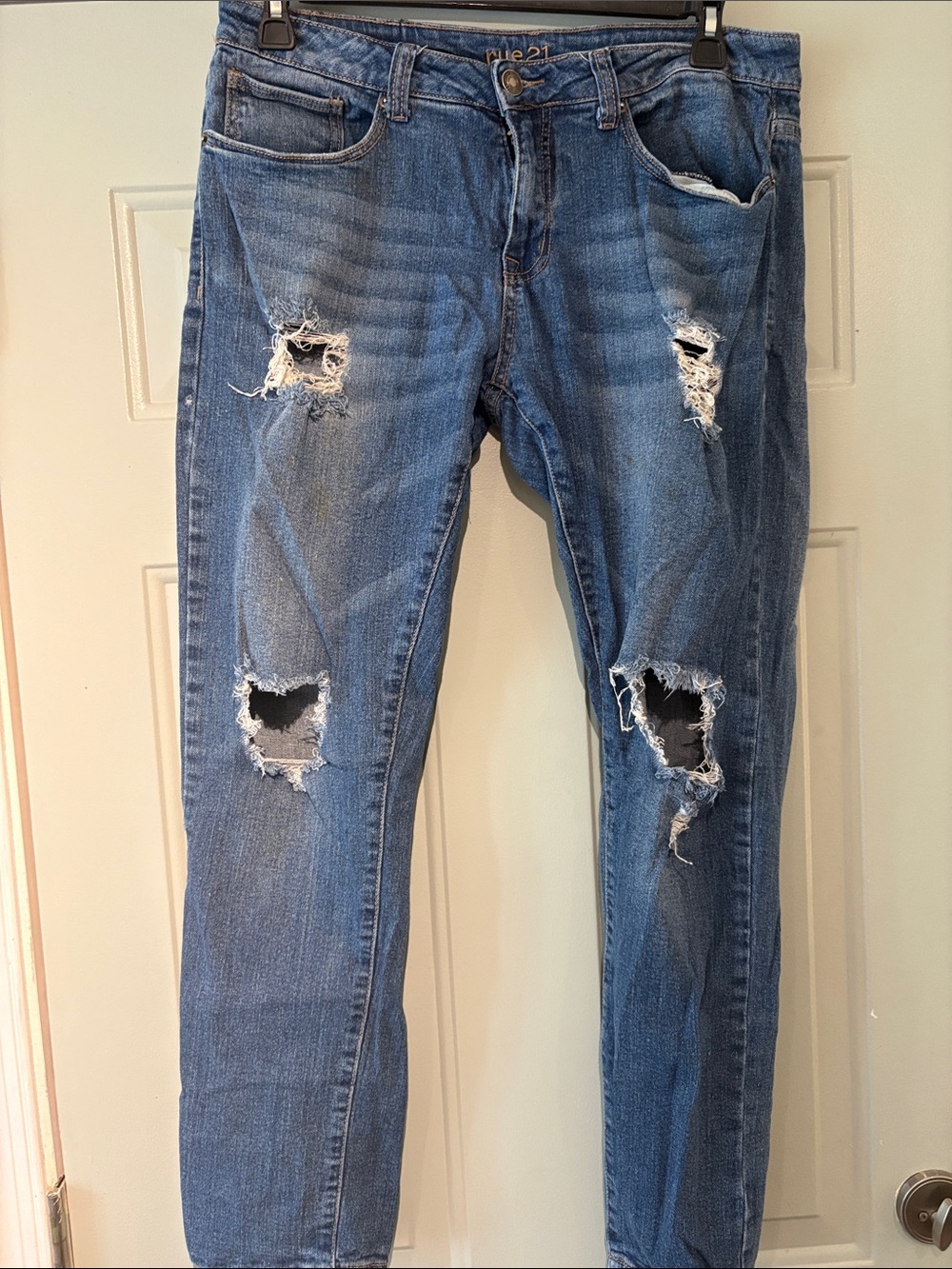 Rue21 Men's Distressed Blue Skinny Jeans